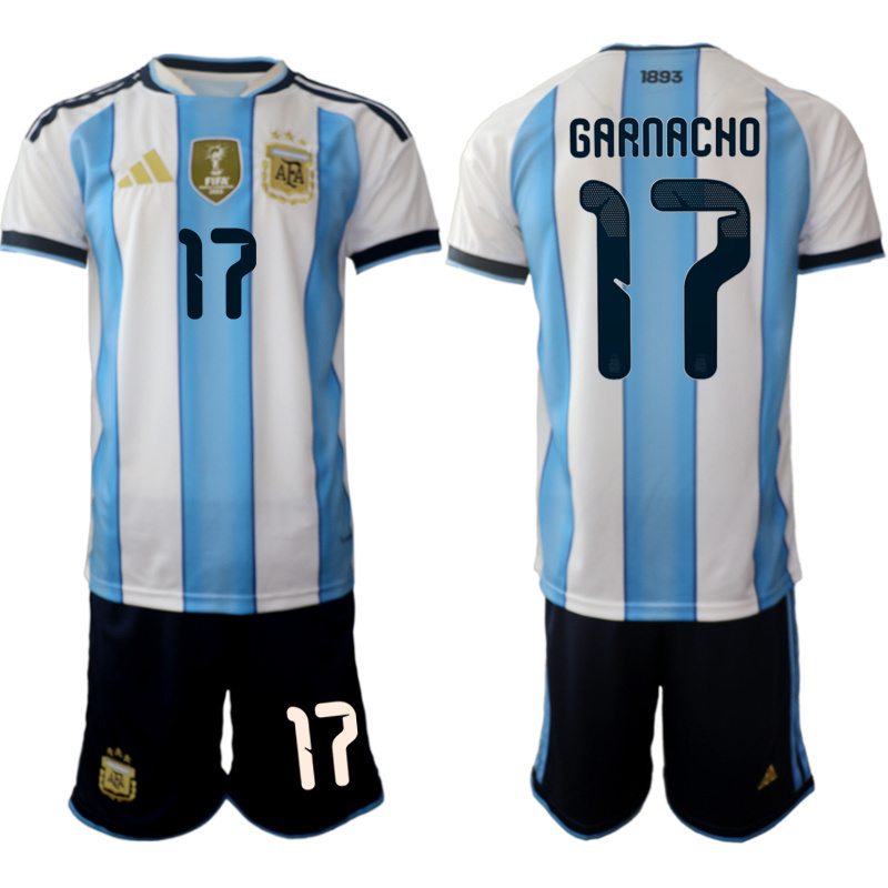 Men Argentina Long sleeve home 0123 style 2026 World Cup Soccer jersey